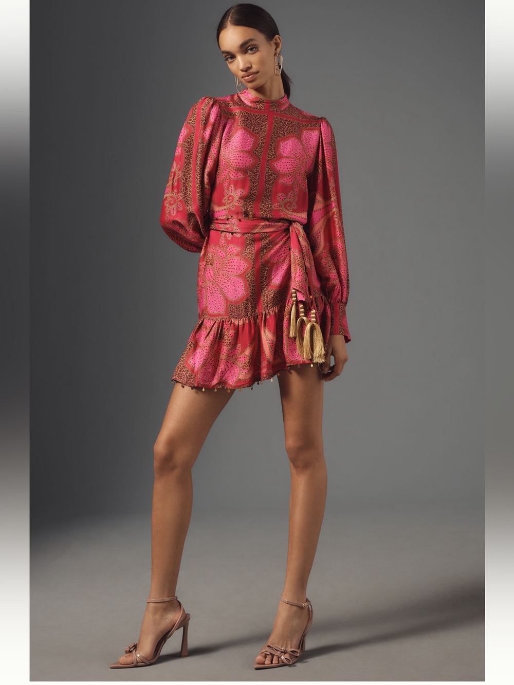 FARM Rio Pink Floral scarf Mini Dress